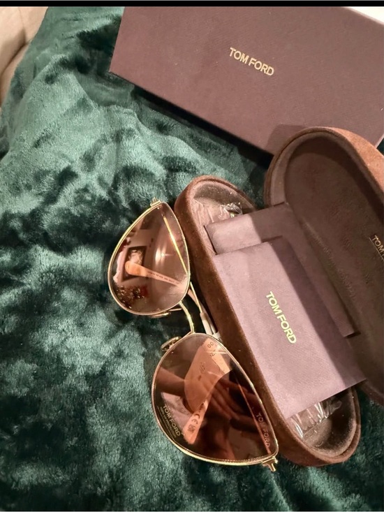 Tom Ford Accessories - Tom Ford Gold Frame Brown Lens Women's Aviator Sunglasses